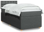 vidaXL Cama com molas/colchão 90x190 cm tecido cinza-escuro