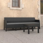 vidaXL 2 pcs conjunto lounge jardim com almofadões vime PP antracite