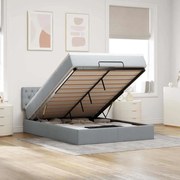 Cama otomana com colchão 140x190 cm tecido cinzento claro