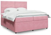 vidaXL Cama com molas/colchão 200x200 cm veludo rosa