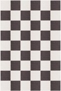 Tapete de pelo curto em lã tecido à mão Chess Flatweave