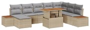 vidaXL Conjunto de Jantar para Jardim com almofada 9 pcs Bege e Cinza