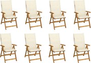 vidaXL Cadeiras de jardim dobráveis c/ almofadões 8 pcs acácia maciça