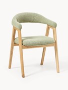 Cadeira de jantar estofada em bouclé com braços Nik