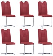 Cadeiras de jantar cantilever 6 pcs couro artificial vermelho