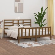 Estrutura de cama super king 180x200 cm madeira castanho-mel