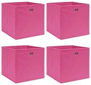 vidaXL Caixas de arrumação 4 pcs 32x32x32 cm tecido rosa