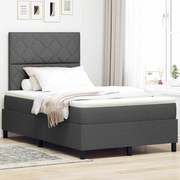 vidaXL Cama Box com colchão Cinza Escuro 120 x 190 cm tecido