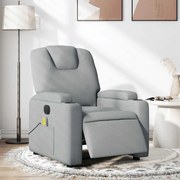 vidaXL Poltrona de massagens reclinável elétrica tecido cinzento-claro