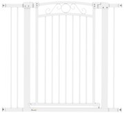 PawHut Barreira de Segurança para Cães Extensível 76-102 cm Barreira para Animais de Estimação com 2 Extensões Duplo Bloqueio Branco