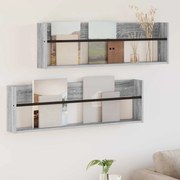 vidaXL Estante de Revistas 2 pcs Cinza Sonoma 100 x 12 x 30 cm