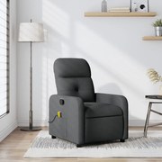 vidaXL Poltrona de massagens reclinável tecido cinzento-escuro