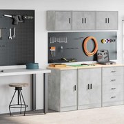 vidaXL Armários de garagem 2 pcs madeira processada cinzento-cimento