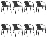vidaXL Cadeiras de jardim 8 pcs vime plástico e aço 110 kg