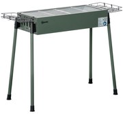 Outsunny Barbecue a Carvão com 2 Grelhas de Aço Inoxidável Portátil com 2 Prateleiras para Temperos com Ganchos 77x30x70 cm Verde