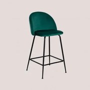 Banco Alto Em Veludo Kana Design Verde Selva & ↑65 Cm & Preto - Sklum