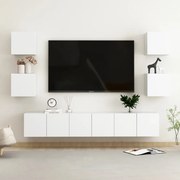 7 pcs conjunto de móveis de TV contraplacado branco