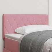 vidaXL Cabeceira com Botão de Cristal Tufted Rosa - 90 cm em Veludo