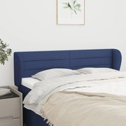 Cabeceira de cama c/ abas tecido 147x23x78/88 cm azul