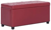 vidaXL Banco de arrumação 87,5 cm couro artificial vermelho tinto