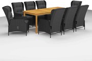 vidaXL 9 pcs conjunto de jantar para jardim cinzento-escuro