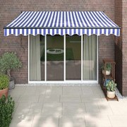 vidaXL Toldo retrátil automático 3,5x2,5 m azul e branco