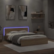 vidaXL Estrutura cama c/ cabeceira/luzes LED 160x200cm carvalho sonoma