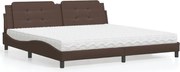 vidaXL Cama com colchão Zadar 200x200 cm couro artificial castanho