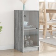 vidaXL Armário de apoio c/ portas de vidro 35x37x75,5 cm cinza sonoma