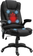 Vinsetto Cadeira para Secretaria Reclinável até 130° c/ 6 Pontos de Massagem e Aquecimento 68x72x110-120 cm Preto | Aosom Portugal