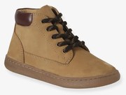 Botas em pele com fecho e atacadores elásticos, para menino  bege