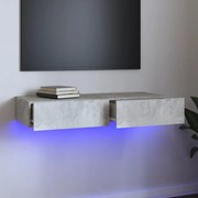 Móvel de TV com luzes LED 90x35x15,5 cm cinzento cimento