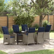 vidaXL Conjunto de Jantar para Jardim de 7 Peças com Almofadas de Rattan Sintético Cinza.