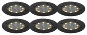 Conjunto de 6 focos de jardim pretos com LED IP65 solar - Terry Moderno
