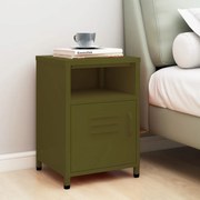 vidaXL Mesa de cabeceira aço 35x35x51 cm verde-azeitona