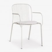 Pack De 2 Cadeiras De Jardim Com Apoios De Braços Em Aço Anerina Gardénia Branco & Branco Acinzentado - Sklum