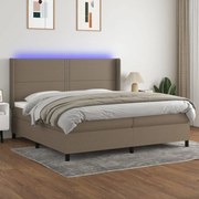 vidaXL Cama box spring colchão/LED 200x200cm tecido cinza-acastanhado