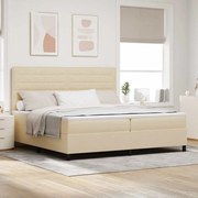 vidaXL Cama Box Spring com Colchão Creme 200x200 cm Tecido