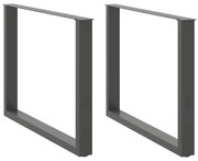 vidaXL Pés para mesa de jantar em formato de U, 2 peças, antracite, 100x(72-73) cm, aço