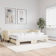 vidaXL Sofá-cama c/ gavetão e colchões 90x200 cm tecido cor creme