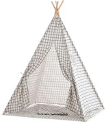 Tenda de brincar Esna em xadrez 155 x 120 x 120 cm Cinzento