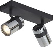 Foco de teto preto com vidro fumê 2 luzes giratório e inclinável - Gianni