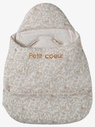 Ninho transformável, em gaze de algodão bege estampado