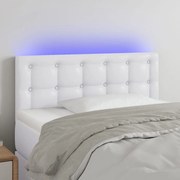 vidaXL Cabeceira de cama c/ LED couro artificial 90x5x78/88 cm branco