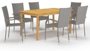 vidaXL 7 pcs conjunto de jantar para jardim cinzento
