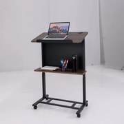 Mesa de leitura ajustável com pódio rolante 103-125 cm com superfície inclinável Estante Tampo biselado Mesa móvel para sala de aula Escritório Noguei