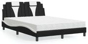 vidaXL Cama Viana com colchão 140x190 cm couro artificial preto