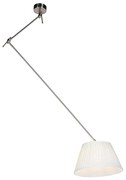 Candeeiro de suspensão em aço com cúpula plissada creme 35 cm - Blitz Clássico / Antigo
