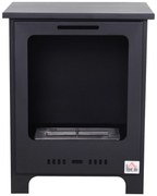 HOMCOM Lareira a bioetanol em pé com queimador de 0,9 L, 3h de combustão, estilo neo-retro, dim. 40L x 30l x 50A cm, Cobertura 20-25 m², Preto | Aosom Portugal