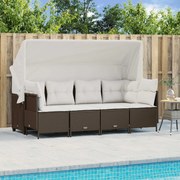 vidaXL 5 pcs conjunto sofás p/ jardim c/ almofadões vime PE castanho